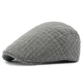 Basco classico a quadretti grigi per uomo e donna, berretto vintage in stile britannico. - Adatto per 55-59cm / Stile 5-Grigio (Regolazione Posteriore)