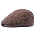 Coppola classica unisex a quadretti marroni per abbigliamento casual primavera autunno - Adatto per 55-59cm / Stile 5-Caffè (Regolazione Posteriore)