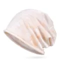 Stylish peach tie-dye cotton slouchy beanie hat with rolled edge for men and women - 57-63cm Circumference / Khaki Tie-Dye