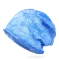 Fashionable blue tie-dye slouchy beanie hat for men and women, lightweight cotton fabric - 57-63cm Circumference / Tie-dye-Blue