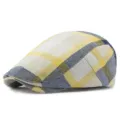 Berretto classico a quadri gialli e blu per uomo e donna cappello vintage stile inglese - Adatto per 55-59cm / Stile 6-Plaid Giallo (Regolazione Posteriore)