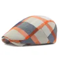 Berretto classico in stile britannico retrò a quadretti arancioni per uomo e donna moda - Adatto per 55-59cm / Stile 6-Plaid Arancione (Regolazione Posteriore)