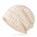 Berretto in pizzo traspirante con motivo floreale e macchioline colorate eleganti - Taglia Unica (55-60 cm) / Stile con Motivo a Chicco di Riso / Bianco Sporco Bordo Pizzo