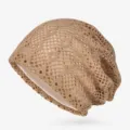 Berretto slouchy in pizzo kaki per donna, copricapo estivo traspirante ed elegante. - Taglia unica / Stile a Rete / Caffè