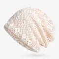 Berretto slouchy in pizzo bianco traspirante per donna, ideale per la protezione solare estiva - Taglia unica / Stile a Rete / Beige