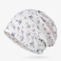 Berretto leggero in pizzo floreale per donna, colore bianco e blu - Taglia unica / Stile Floreale / Bianco