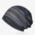Berretto slouchy leggero e traspirante in pizzo per donna in grigio e nero - Taglia unica / Stile con motivo geometrico / Nero Grigio