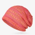 Berretto in pizzo traspirante da donna in rosa e arancione per primavera estate - Taglia Unica (Adatta per 55-60cm) / Stile con motivo geometrico / arancio-rosso