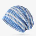 Berretto in pizzo a righe blu e bianche, traspirante e leggero per donna estate - Taglia Unica (Adatta per 55-60cm) / Stile con motivo geometrico / bianco-blu