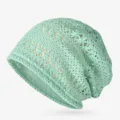 Berretto in pizzo verde menta traforato per donna, cappello estivo leggero e traspirante - Taglia Unica (Adatta per 55-60cm) / Stile con motivo geometrico / Verde chiaro