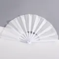 Elegante ventaglio pieghevole bianco glitterato con stecche in plastica per eventi - Bianco