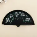 Traditioneller spanischer handbemalter Faltfächer mit Blumenmuster für Tanz, 19 cm - Doppelseitig bemalt / Schwarz