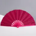 Elegante ventaglio pieghevole glitter magenta da 26 cm con stecche in plastica per matrimoni - Rosso rosa