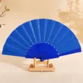 Abanico plegable brillante azul real de 7 pulgadas con varillas de plástico para festivales - 7" / Azul Zafiro