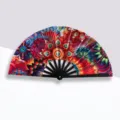 33cm large decorative folding fan with vibrant mandala art pattern for performance - Sunflower