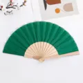 Ventaglio pieghevole verde in legno e tessuto accessorio artigianale decorativo - Verde