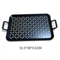 430 Stainless steel BBQ grill pan with perforated design and double handles, 51.5x30x4.5cm - Non-stick Style / L / Black
