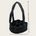 Cesta de lona para huevos con lunares y asa para almacenamiento de huevos frescos - Lunares Negros