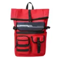 Sac à dos de sport rouge à fermeture par enroulement avec poches et système de sangles MOLLE - Rouge