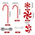 Set of 50 Christmas candy canes and peppermint swirl plastic decorations with hanging strings - Christmas Candy Ornament Set / 50 Pieces/Pack