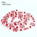 Decorative red and white peppermint candy beaded garland for Christmas trees, 1.8m long - Red And White Pinwheel Candy / 1.8m