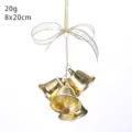 Shiny golden metal trumpet bell Christmas pendant hanging decoration with bow 8x20cm - Gold