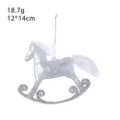 Elegant silver rocking horse Christmas ornament with glitter and white feathers - Rocking Horse / 12*14cm / Silver (Grey Sleigh Horse)