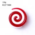 Red and white swirl lollipop candy decoration for festive Christmas tree ornaments - Spiral Candy Disc 25mm