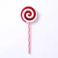 Red and white swirl lollipop Christmas tree hanging ornament decoration - Spiral Candy Disc 35mm with Red & White Stick