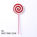 Red and white swirl lollipop Christmas tree ornament decoration, 9g weight, 13cm length - Spiral Candy Disc 45mm with Red & White Stick