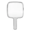 Professional square handheld makeup mirror with elegant silver finish on white background - L