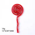 Roter Weihnachts-Lutscher Anhänger mit Glitzer, Größe 13x5cm und 14g Gewicht für Deko - 14g (13x5x0.5cm) / Rot Transparent Spirale Bunte Pailletten