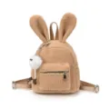 Mochila infantil de felpa con orejas de conejo en forro polar caqui con colgante - Con Colgante / Caqui