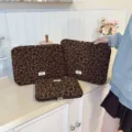 Stylish leopard print laptop sleeve and iPad storage bag in multiple sizes - S / Coffee