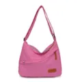 Sac bandoulière polyvalent en toile rose avec design minimaliste et sangle - Rose