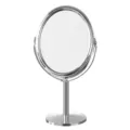 Miroir de maquillage rotatif double face en chrome élégant avec support stable - Style Ovale / Argent