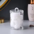 Élégante boîte de rangement transparente en acrylique pour cotons et cotons-tiges avec couvercle - Monocouche