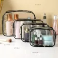 4-Piece waterproof PVC cosmetic toiletry bag set for travel organization in multiple sizes - 4件套 (30丝) / Black