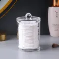 Support de coton en acrylique transparent avec couvercle pour rangement maquillage - Design Ouvert