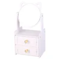 Miroir de maquillage blanc aux oreilles de chat avec deux tiroirs de rangement utile - Style à Double Tiroir