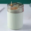 Portable mint green press-type toothpick dispenser with a transparent lid for home - Green