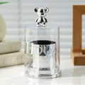 Elegant silver bear luxury cotton swab storage box and creative toothpick holder variant - Silver