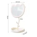 Eleganter tulpenförmiger Desktop-Schminkspiegel in Cremeweiß, Gesamthöhe von 30 cm - Neuer Stil / Neu Gelb