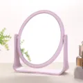 Lavender oval rotating desktop makeup mirror made of eco-friendly wheat straw material - Round / Round Purple
