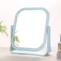Light blue minimalist rotatable wheat straw desktop makeup mirror for bedroom vanity use - Square Blue