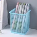Minimalist light blue square metal mesh pen holder for desk office stationery storage - Square Light Blue