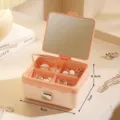 Mini-Schmuckkästchen in Cremerosé mit Spiegel für Ringe und Ohrringe - 8cmx7cmx4.5cm / Creme-Rosa