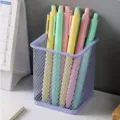 Purple metal mesh pen holder for desk organization in stylish minimalist pastel colors - Square Purple
