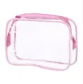 Transparent PVC makeup bag with pink zipper trim, waterproof and large capacity storage - Peach Pink