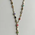 Elegante collana a Y dorata con vivaci accenti di cristallo circolare multicolore - Collana a Strato Singolo Multicolore (Oro)